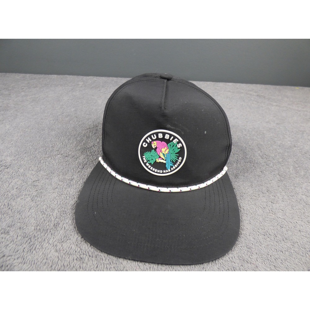 Chubbies Mens Black Nylon Rope Hat Parrot Graphic Snapback Cap The Weekend Arriv